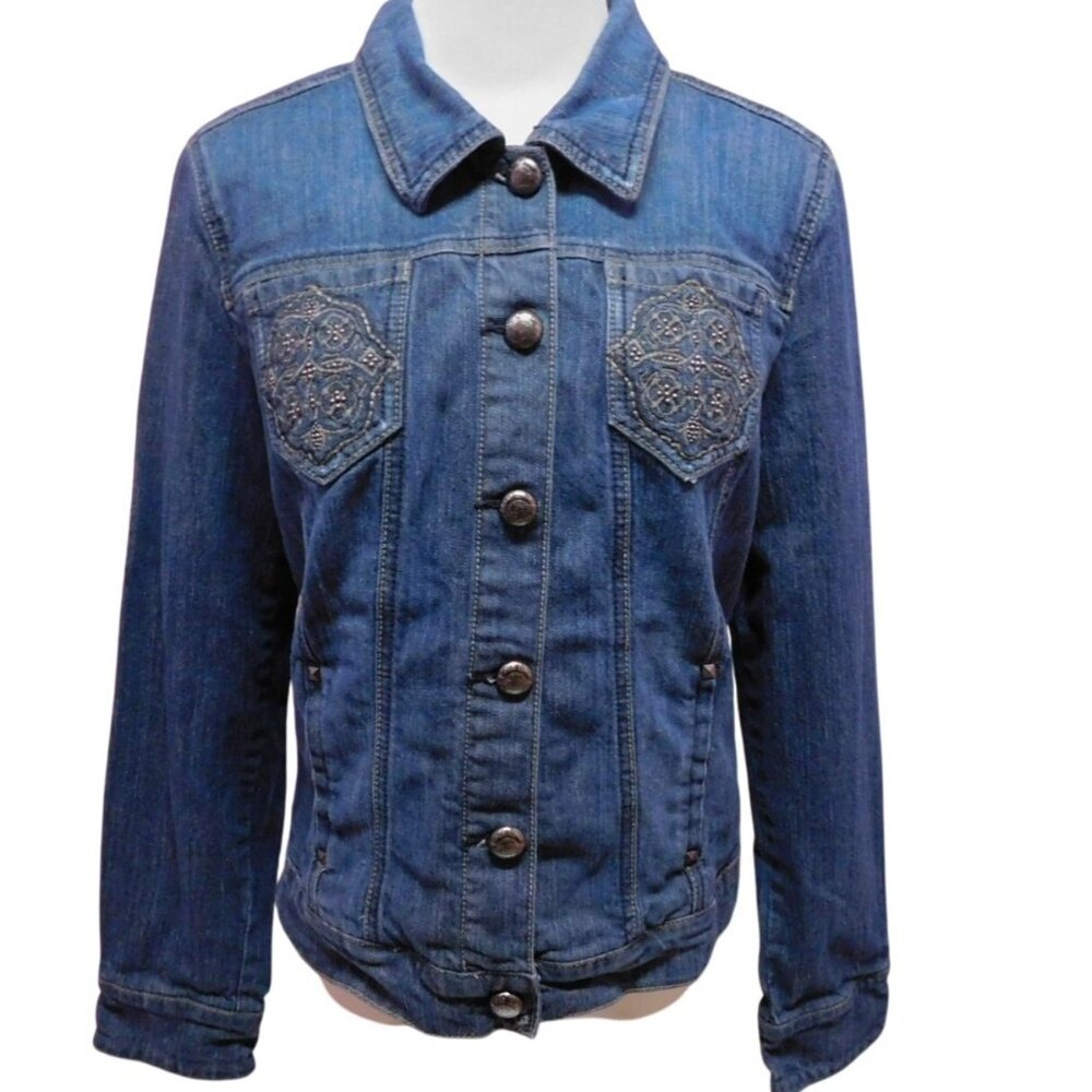 Vtg Code Bleu Denim Jacket M - Embroidered Pockets - Excellent